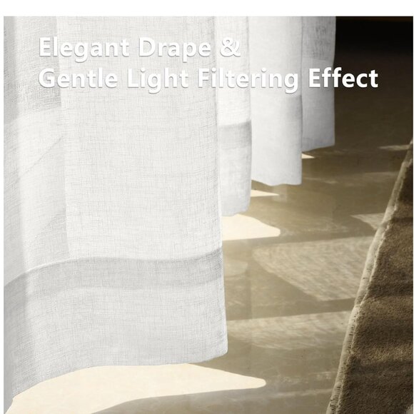 Macochico Extra Long Linen Sheer Curtains - Picture 6 of 7